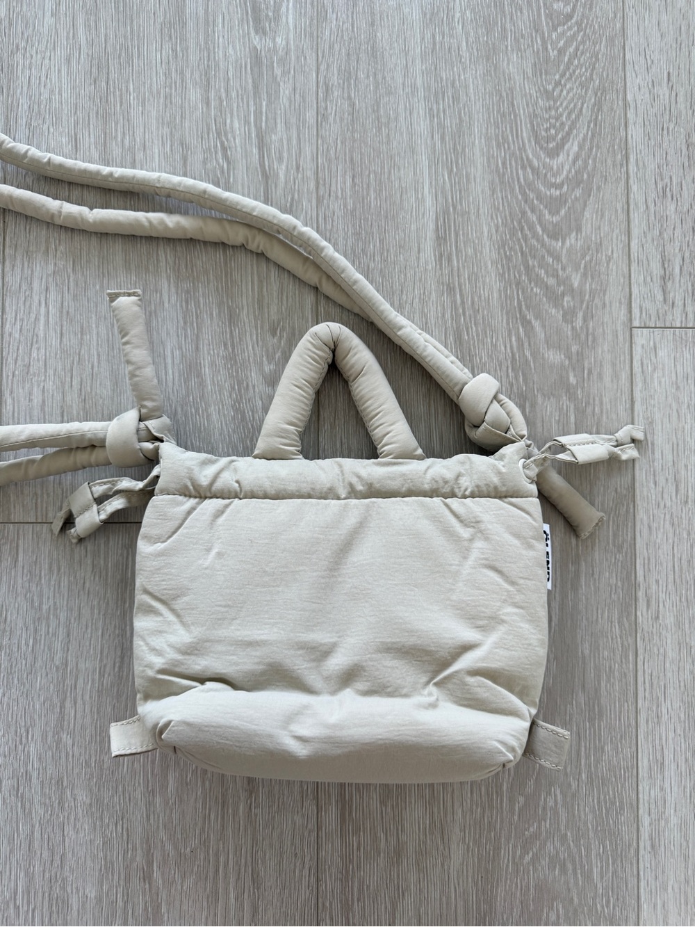 Neutral Quilted Crossbody Bag with Top Handle